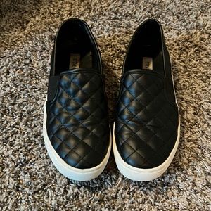 Steve Madden Black Quilted Slip-On Sneakers